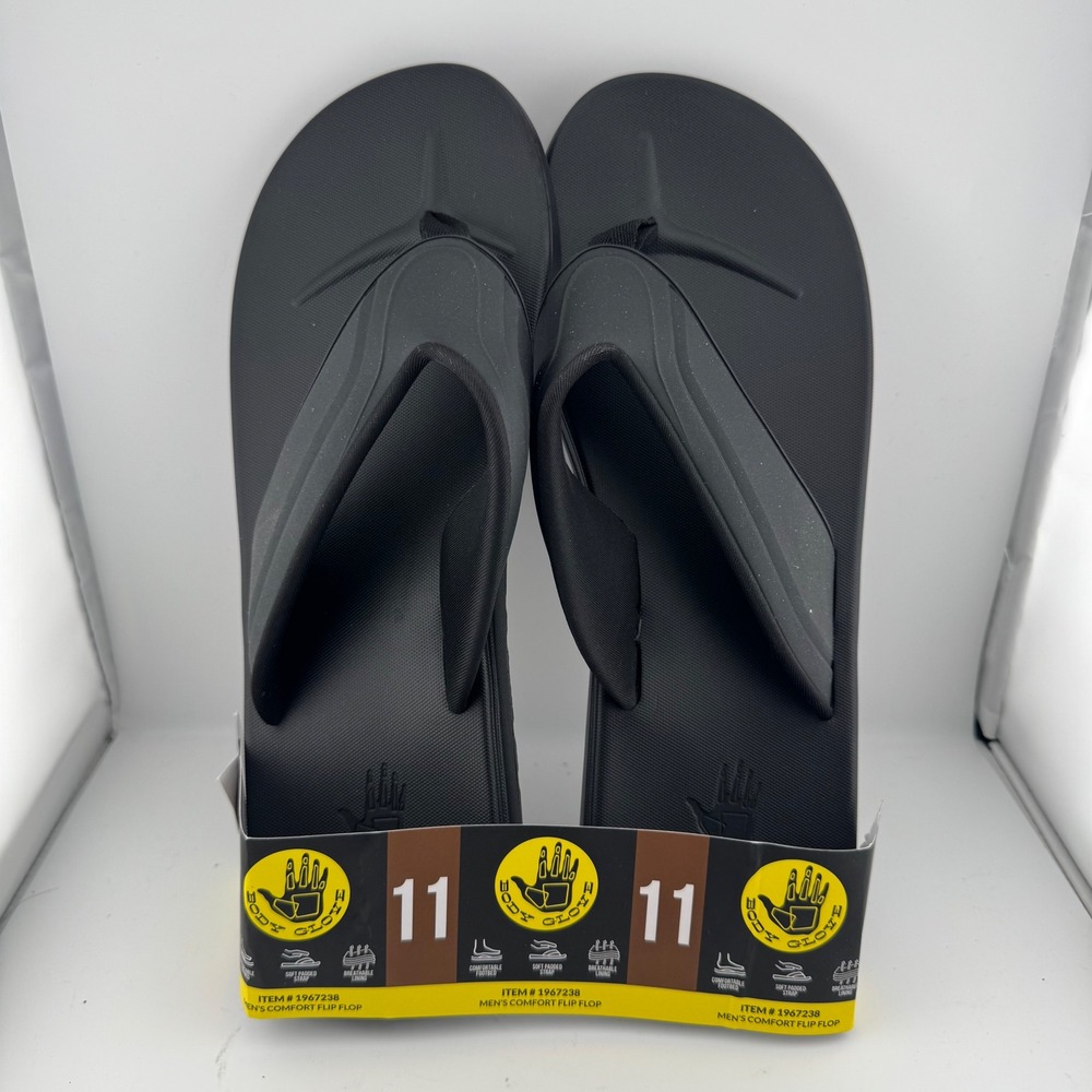 Body Glove Comfort Flip Flop Men Size 11 Black NWT Padded Strap Beach Sandal